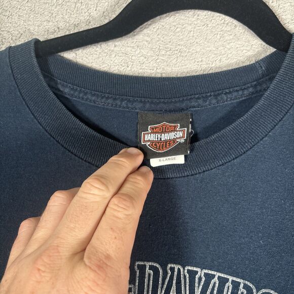 Harley Davidson Men XL Long‎ Sleeve Shirt 2015 Live To Ride Blue Cocoa Beach - Picture 6 of 15